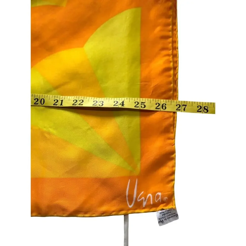 Vintage Vera Neumann Silk Japan Scarf 1970s Op Art Geometric Orange Green 27x27